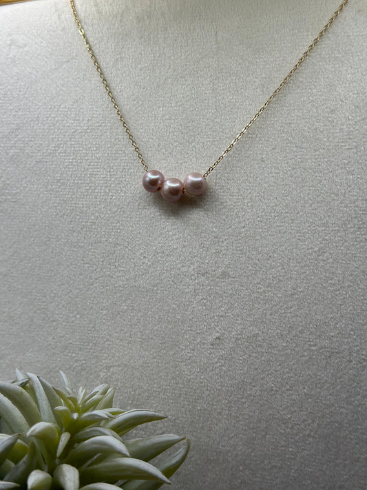 (3) Floating Pink/ Purple Edison Pearl Necklace